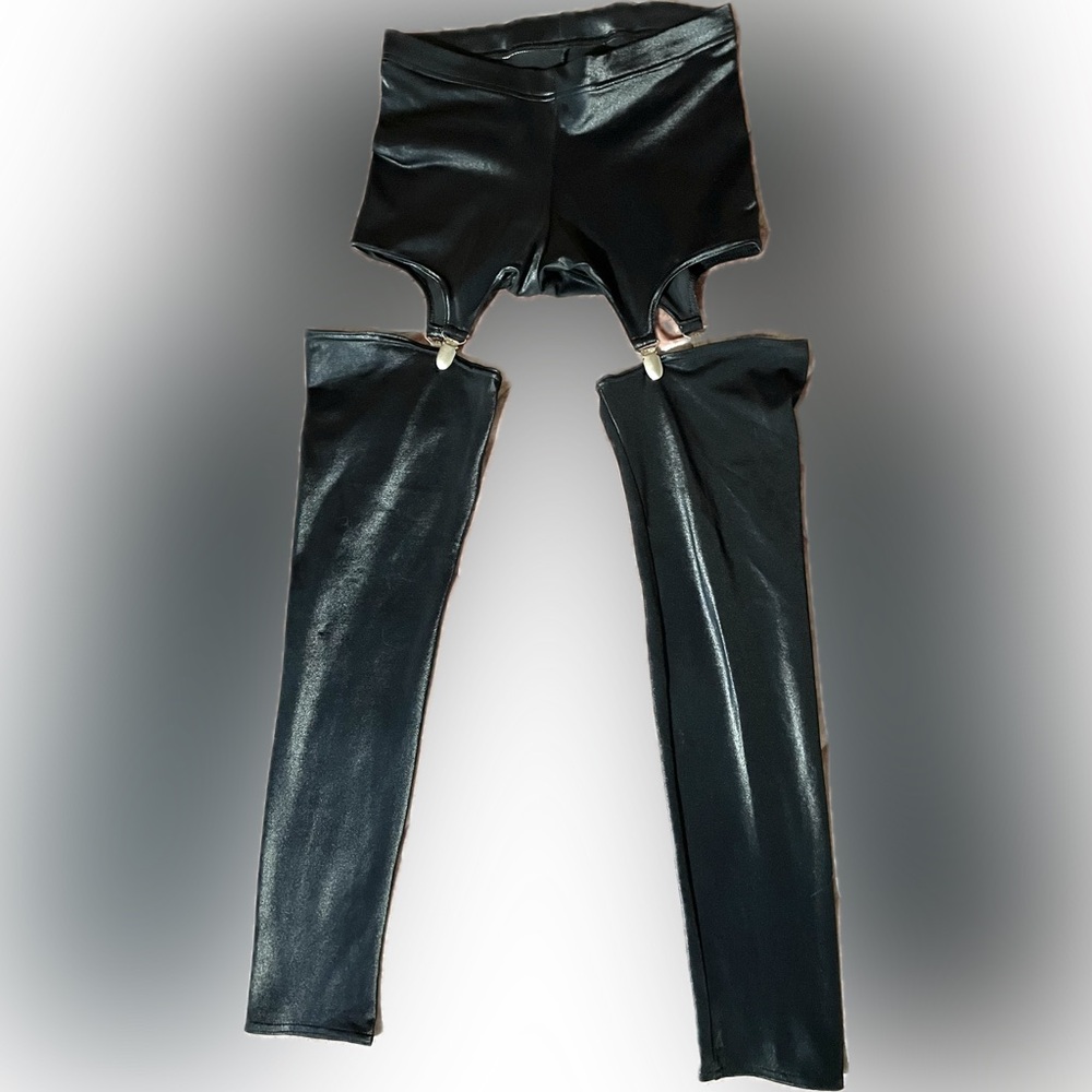 Blackmilk Black Garter Leggings - Picture 2 of 4